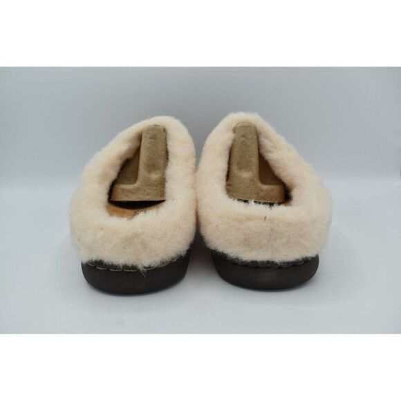Born Womens Size 11 Ali Genuine Shearling Wool Trim White Plaid Slip On Slippers - Picture 7 of 12